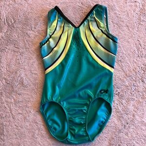 GK girls teal striped Leotard embellished SZ  AS  Shimmer
Gymnastics. Dance
